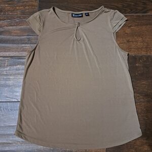 Avenue Women's Tan Keyhole Blouse